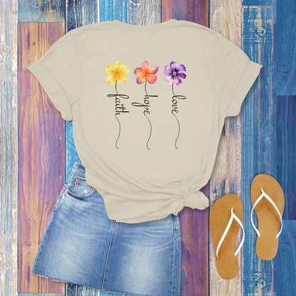 Faith, Hope, Love Floral T-Shirt | 1 Corinthians 13:13