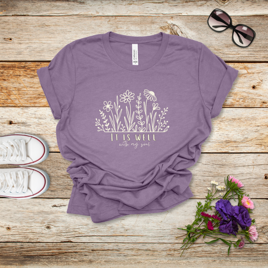 It Is Well With My Soul Flower T-Shirt | Philippians 4:11