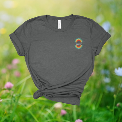 Fully Known, Fully Loved Retro Rainbow T-Shirt | 1 Corinthians 13:12 + Jeremiah 31:3