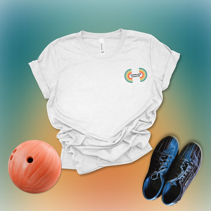 Fully Known, Fully Loved Retro Rainbow T-Shirt Black | 1 Corinthians 13:12 + Jeremiah 31:3