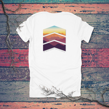 Lift Up Your Eyes Mountain Sunset T-Shirt | Isaiah 40:26