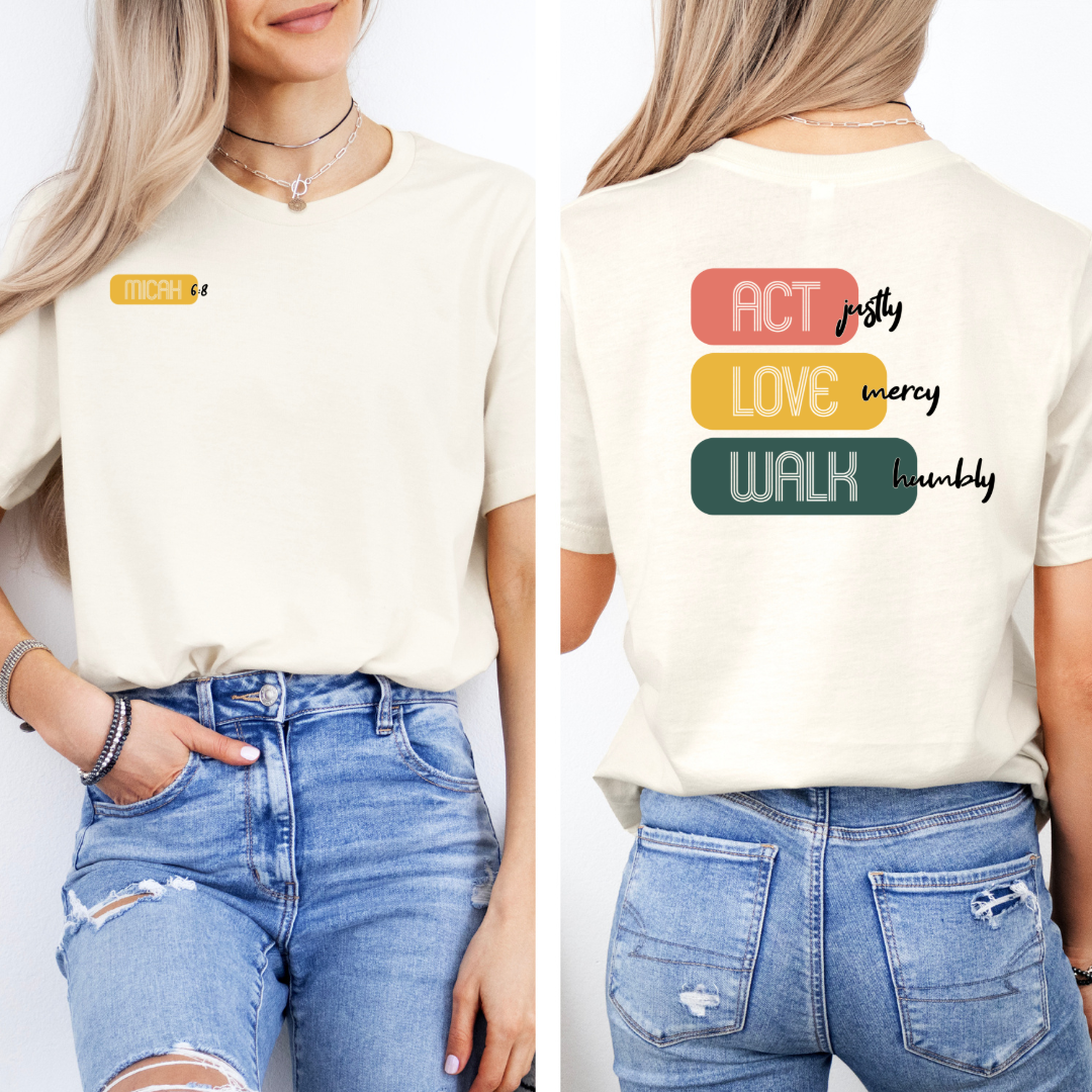 Act Justly Love Mercy Walk Humbly Retro Vibe T-Shirt | Micah 6:8