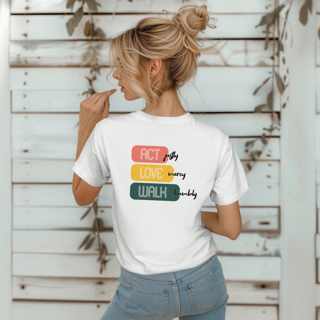 Act Justly Love Mercy Walk Humbly Retro Vibe T-Shirt | Micah 6:8