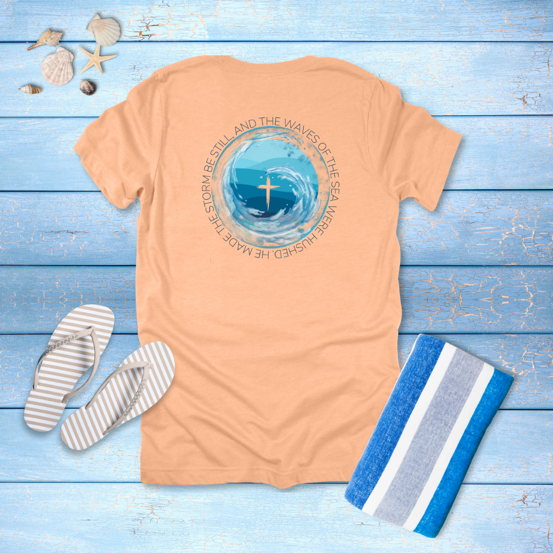 He Calms the Storm T-Shirt | Psalm 107:29 Scripture