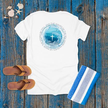 He Calms the Storm T-Shirt | Psalm 107:29 Scripture