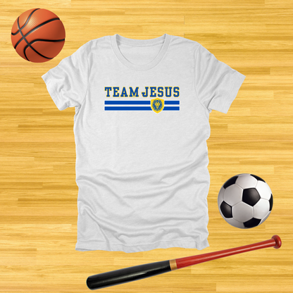 Team Jesus – Blue & Yellow Athletic T-Shirt | Philippians 1:27
