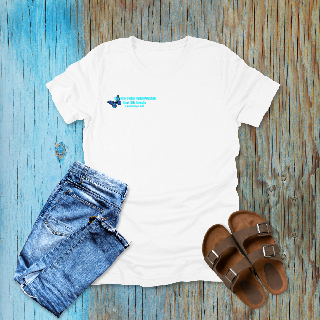 Transformed Butterfly Faith T-Shirt | 2 Corinthians 3:18